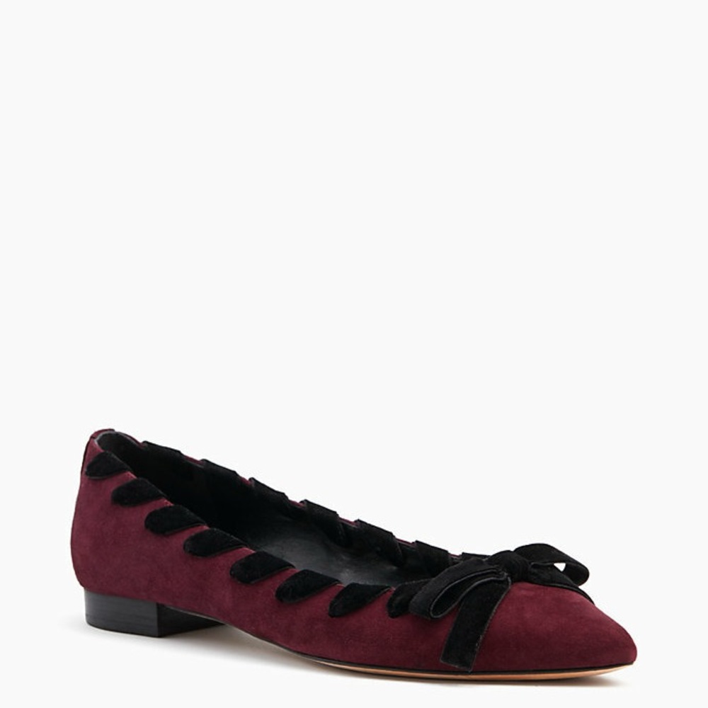 🆕🎀Kate Spade🎀Suede Kalani Flats Pointy Toe Flats Deep Current Lace Detail Sz.8